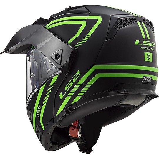 Modular Motorrad Helm genehmigt P / J Ls2 FF324 METRO EVO FireFly schwarz Fluo grün