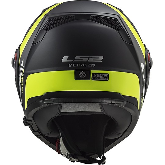 Modular Motorrad Helm genehmigt P / J Ls2 FF324 METRO EVO schnell schwarz gelb Fluo Matt