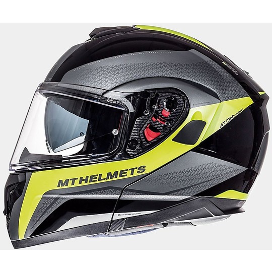 Modular Motorrad Helm MT Helme ATOM SV Tarmac Black Matt Gelb und glänzend