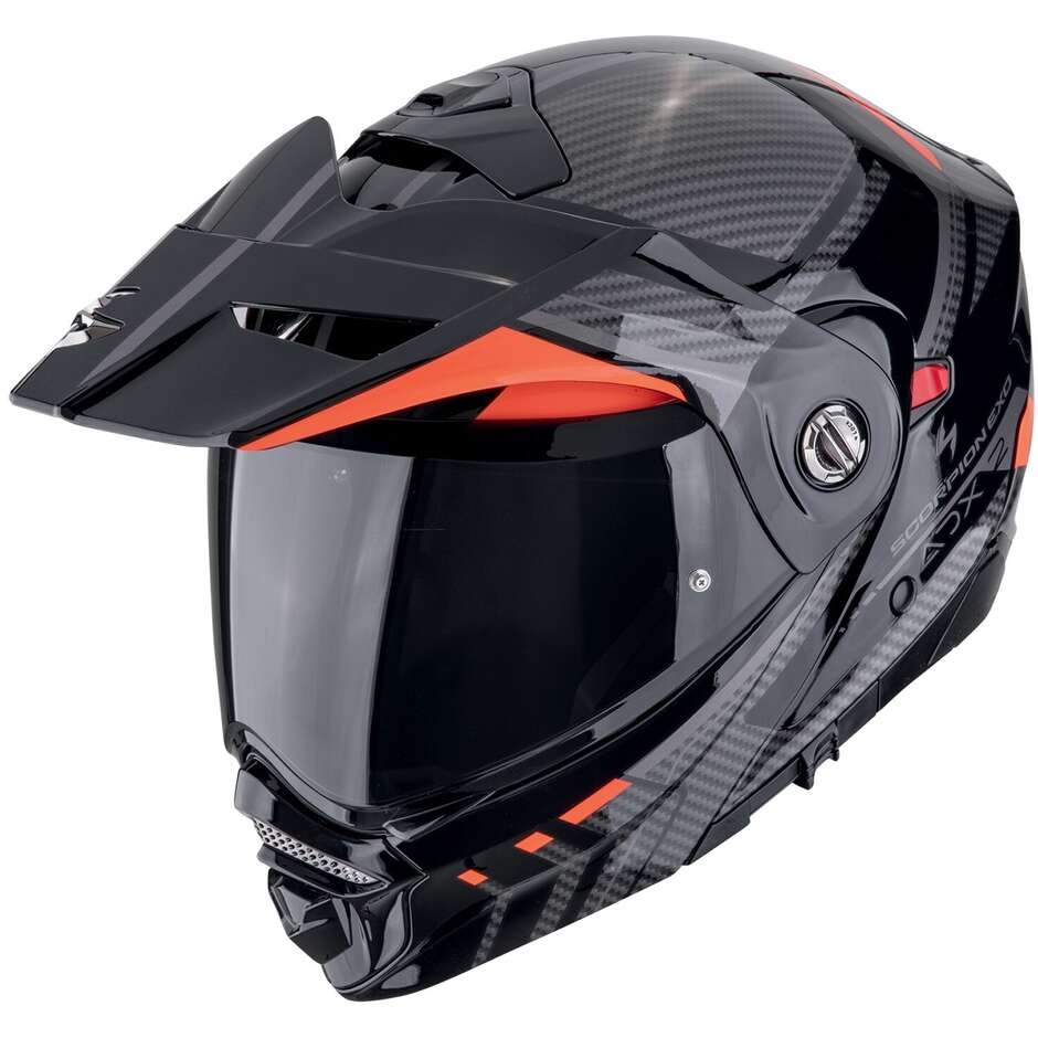 Modularer Abenteuer-Motorradhelm P/J Scorpion ADX 2 LEWIS Schwarz Rot