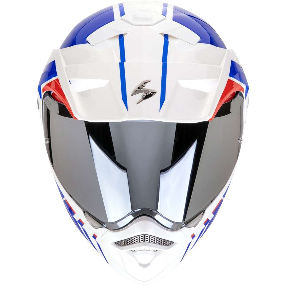 Modularer Adventure-Motorradhelm P/J Scorpion ADX 2 LEWIS Weiß Blau Rot