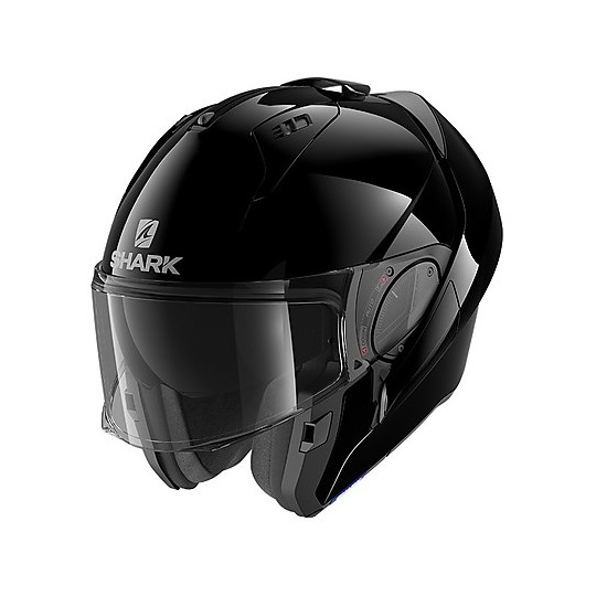 Modularer Helm, der Motorrad-Haifisch EVO ES Blank Glossy Black kippt