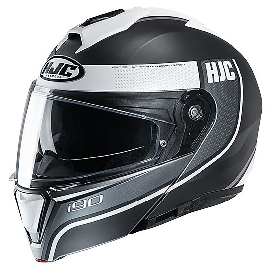 Modularer Helm Doppelte Homologation P / J Moto HJC i90 DAVAN MC10SF Schwarz Matt Weiß
