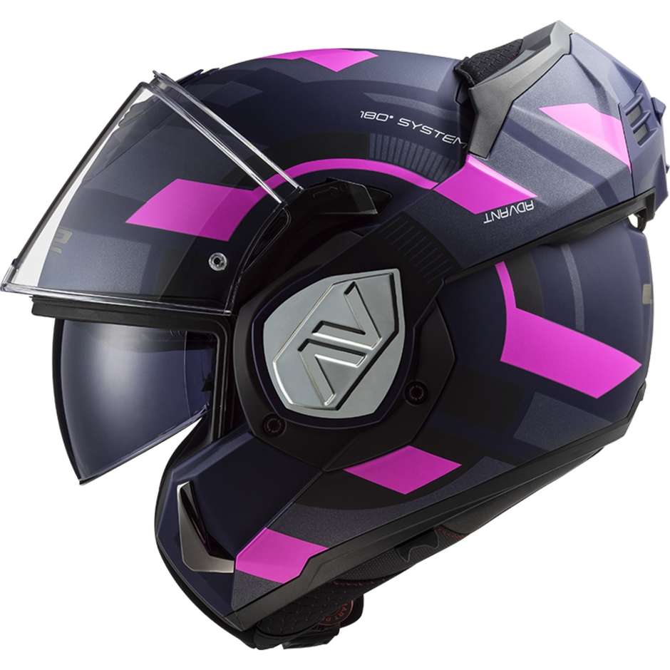 Modularer Helm Zugelassen P / J Ls2 FF906 ADVANT VELUM Matt Blau Pink Fluo