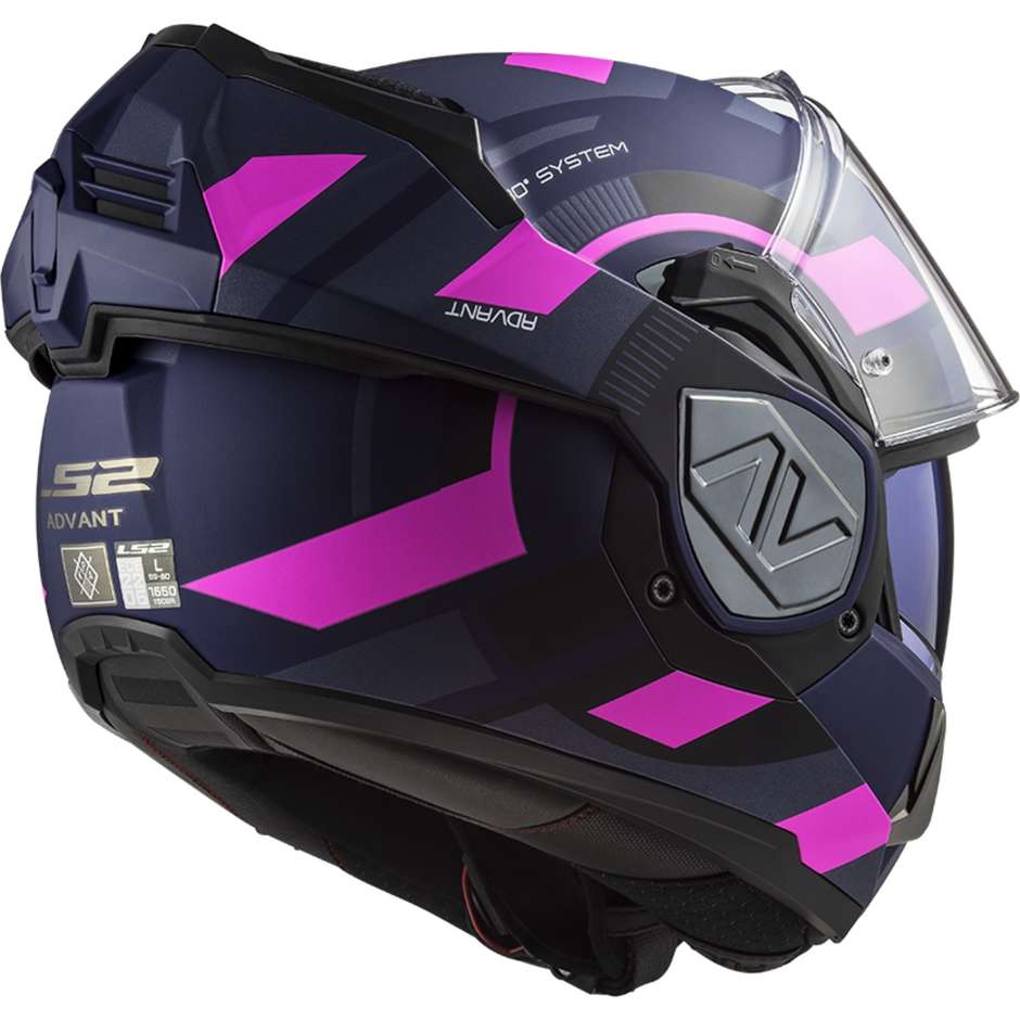 Modularer Helm Zugelassen P / J Ls2 FF906 ADVANT VELUM Matt Blau Pink Fluo