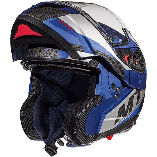 Modularer Motorradhelm Doppelvisier MT Helm ATOM SV TRANSCEND E7 Blau glänzend