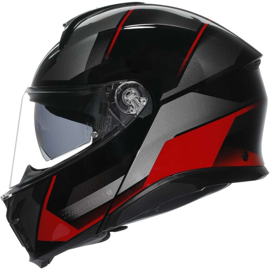 Modularer Motorradhelm P/J Agv TOURMODULAR MULTI PERCEPTION Schwarz Rot