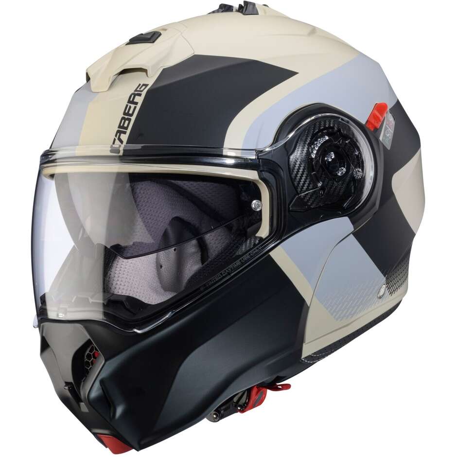 Modularer Motorradhelm P/J Caberg DUKE EVO INDY Matt Sand Grau Schwarz