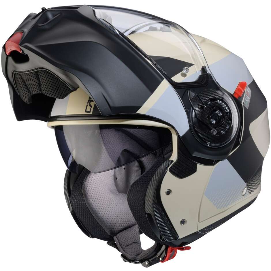 Modularer Motorradhelm P/J Caberg DUKE EVO INDY Matt Sand Grau Schwarz
