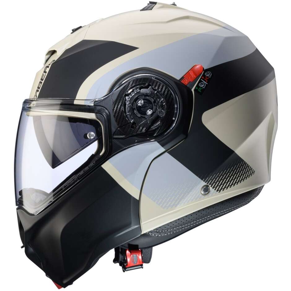 Modularer Motorradhelm P/J Caberg DUKE EVO INDY Matt Sand Grau Schwarz