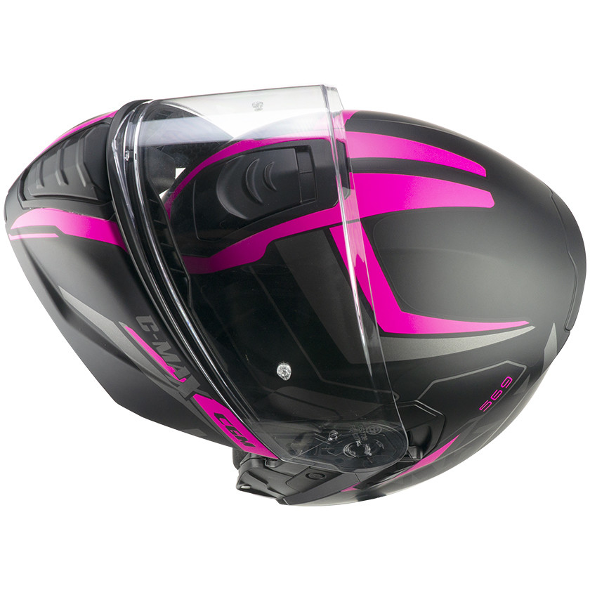 Modularer Motorradhelm P / J CGM 569a C-MAX CITY Schwarz Pink Fluo Matt