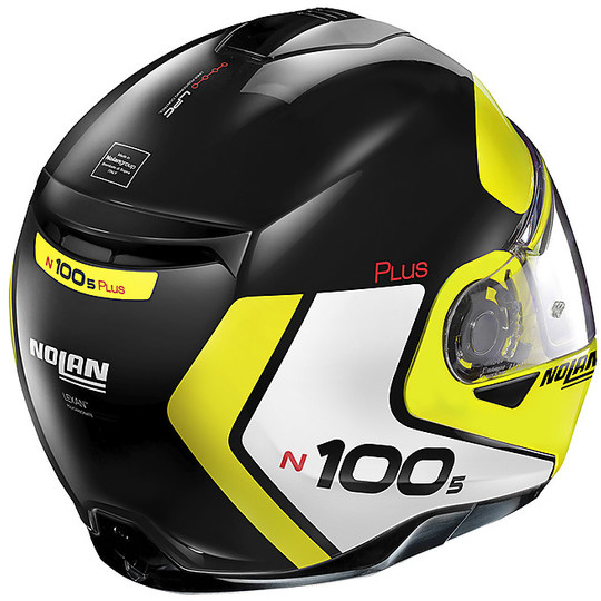 Modularer Motorradhelm P / J-geprüft Nolan N100.5 Plus DISTINCTIVE N-Com 028 Glossy Black Yellow