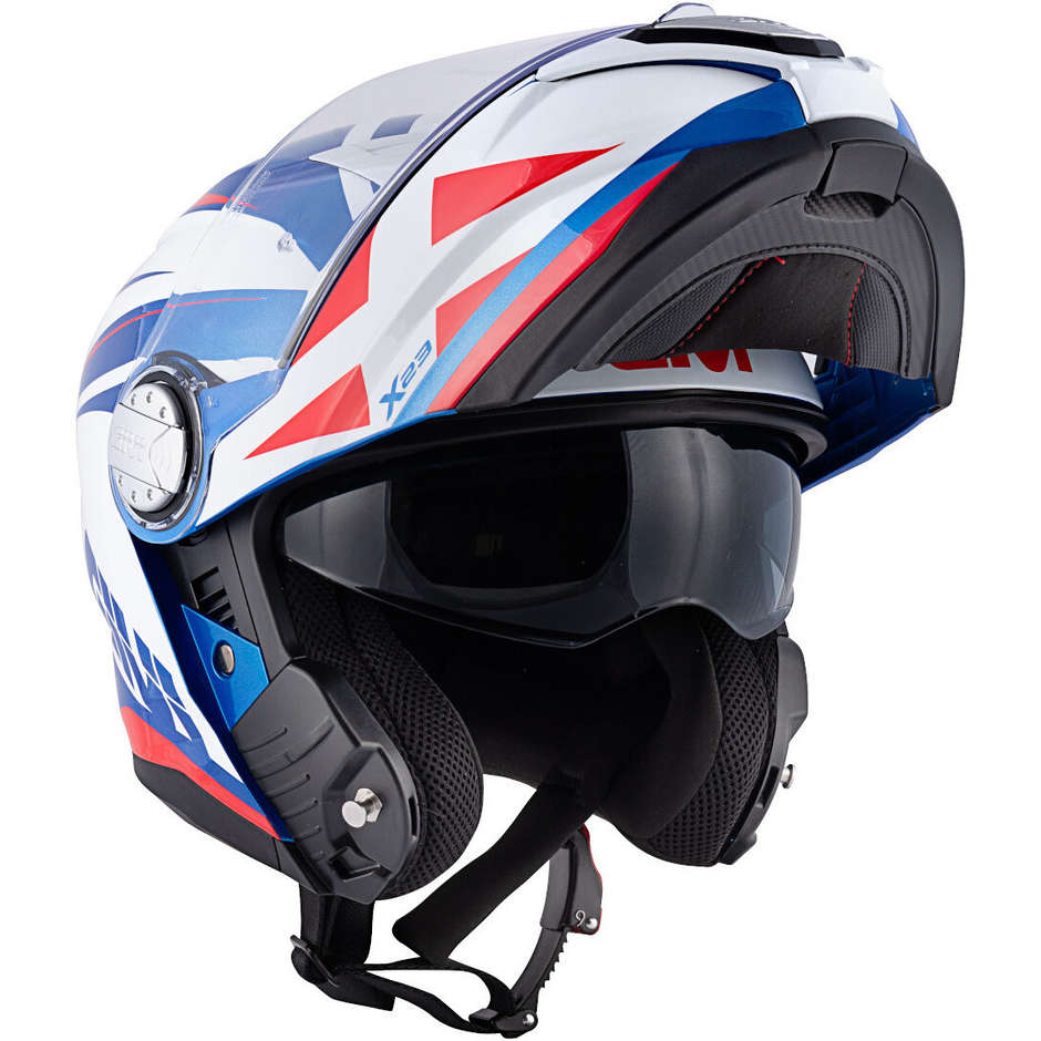 Modularer Motorradhelm P / J Givi X.23 SYDNEY Spitze Weiß Blau Rot