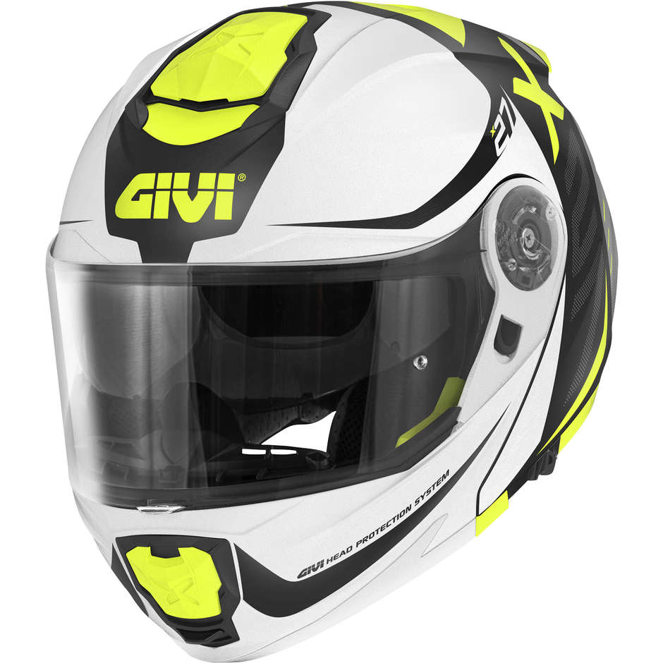 Modularer Motorradhelm P / J Givi X.27 DIMENSION Matt Schwarz Weiß Gelb Fluo