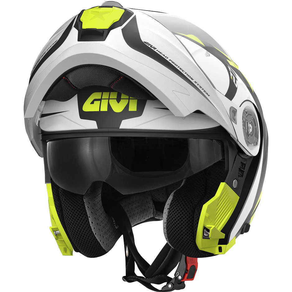 Modularer Motorradhelm P / J Givi X.27 DIMENSION Matt Schwarz Weiß Gelb Fluo