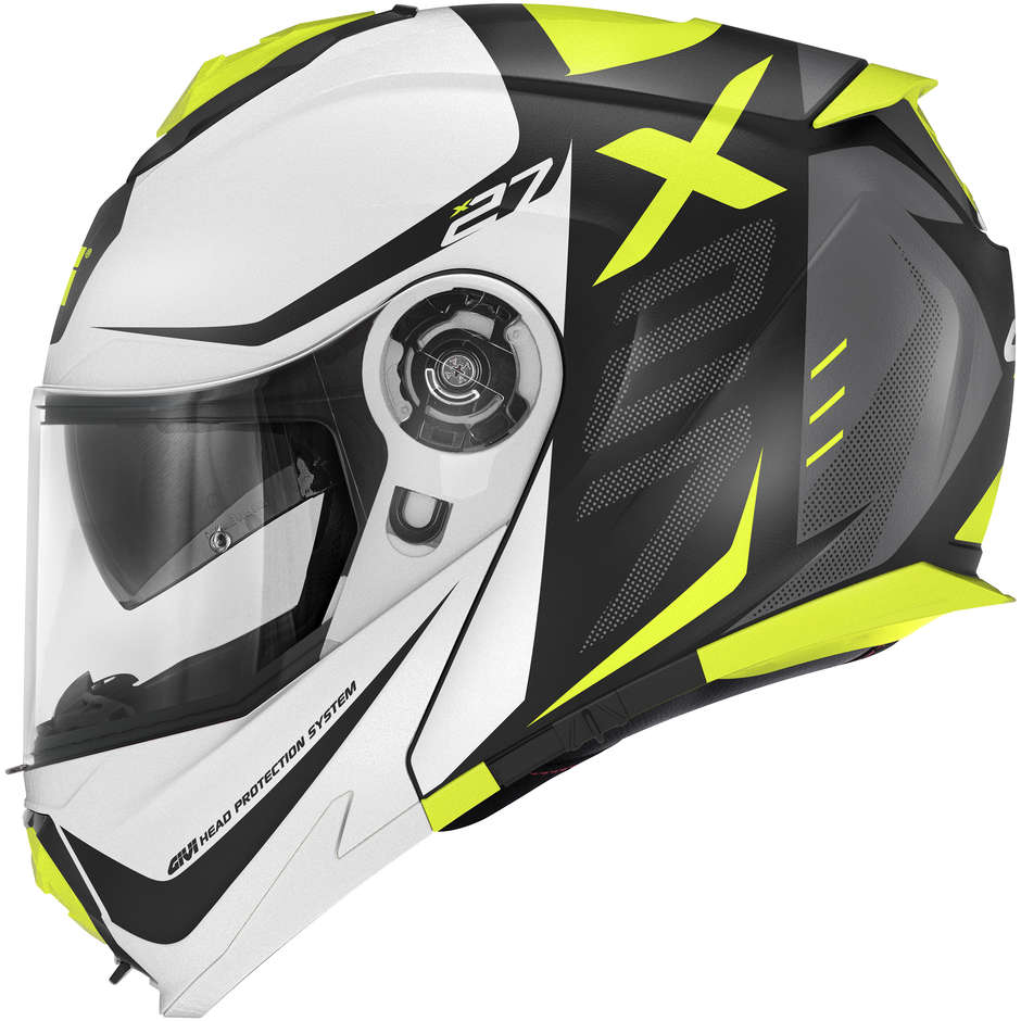 Modularer Motorradhelm P / J Givi X.27 DIMENSION Matt Schwarz Weiß Gelb Fluo