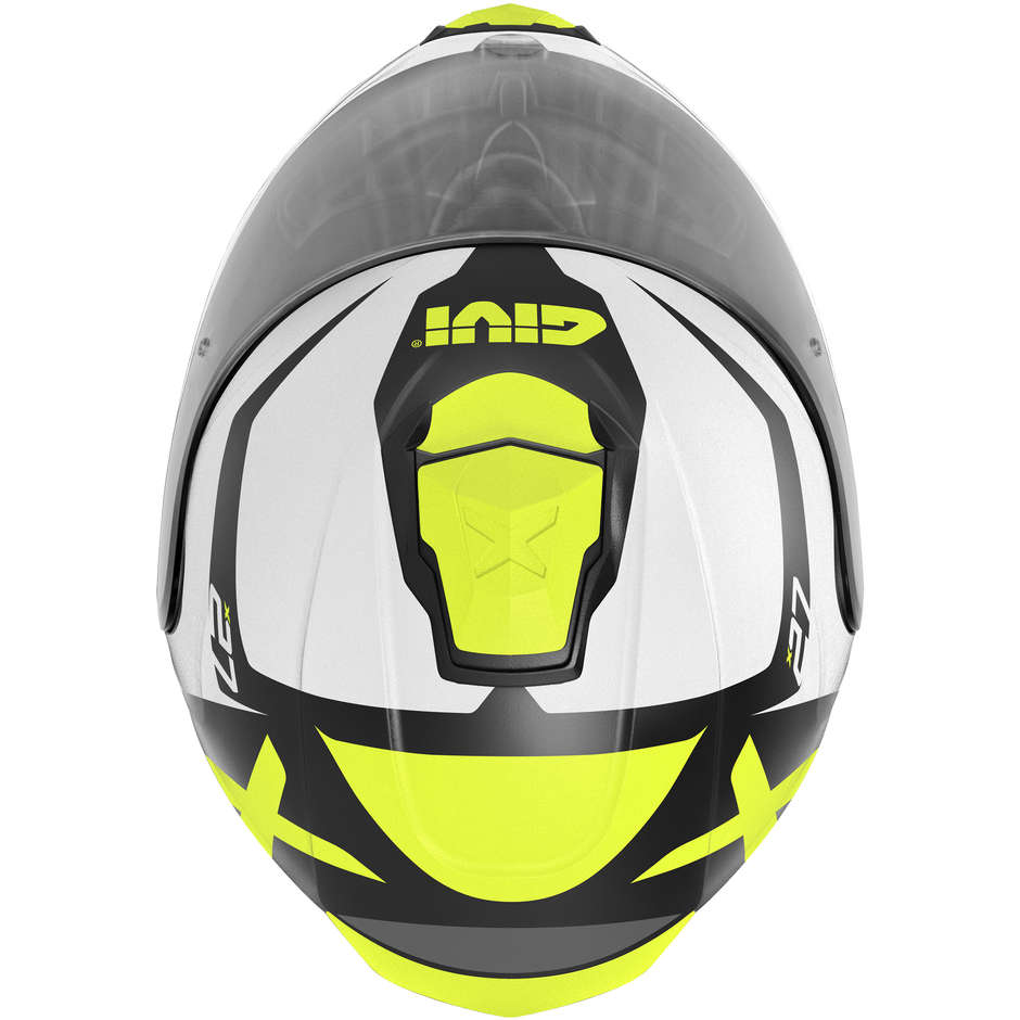 Modularer Motorradhelm P / J Givi X.27 DIMENSION Matt Schwarz Weiß Gelb Fluo