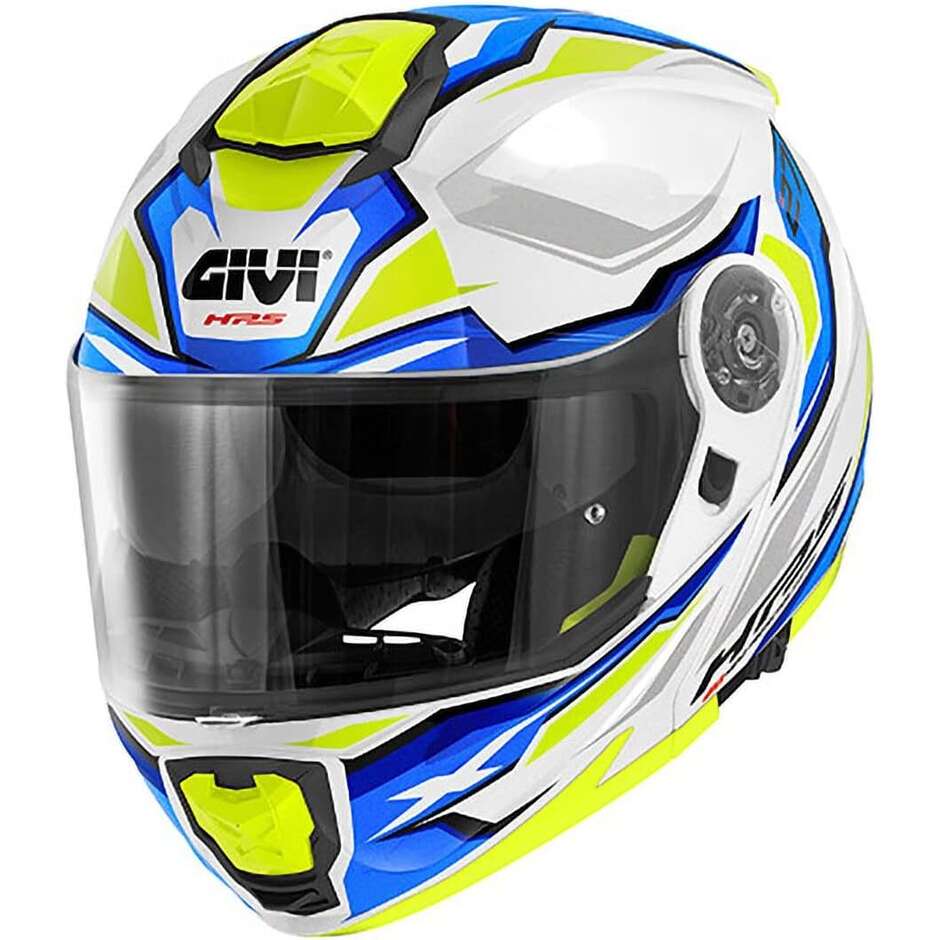 Modularer Motorradhelm P / J Givi X.27 SEKTOR Weiß Blau Gelb