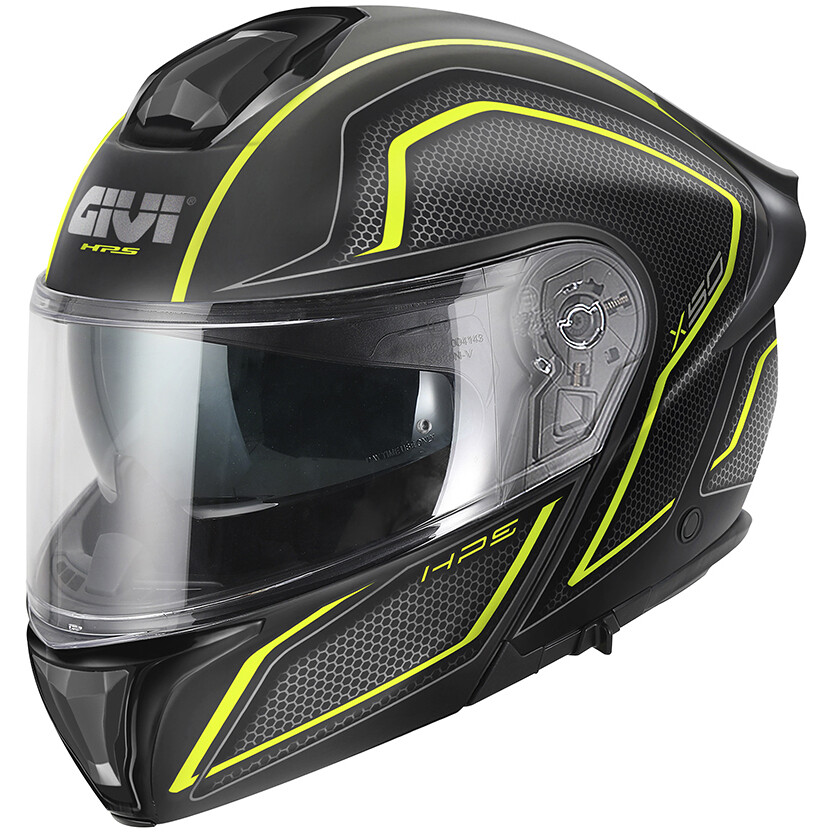 Modularer Motorradhelm P/J Givi X50 HOLOGRAMM Faser Mattschwarz Titangelb