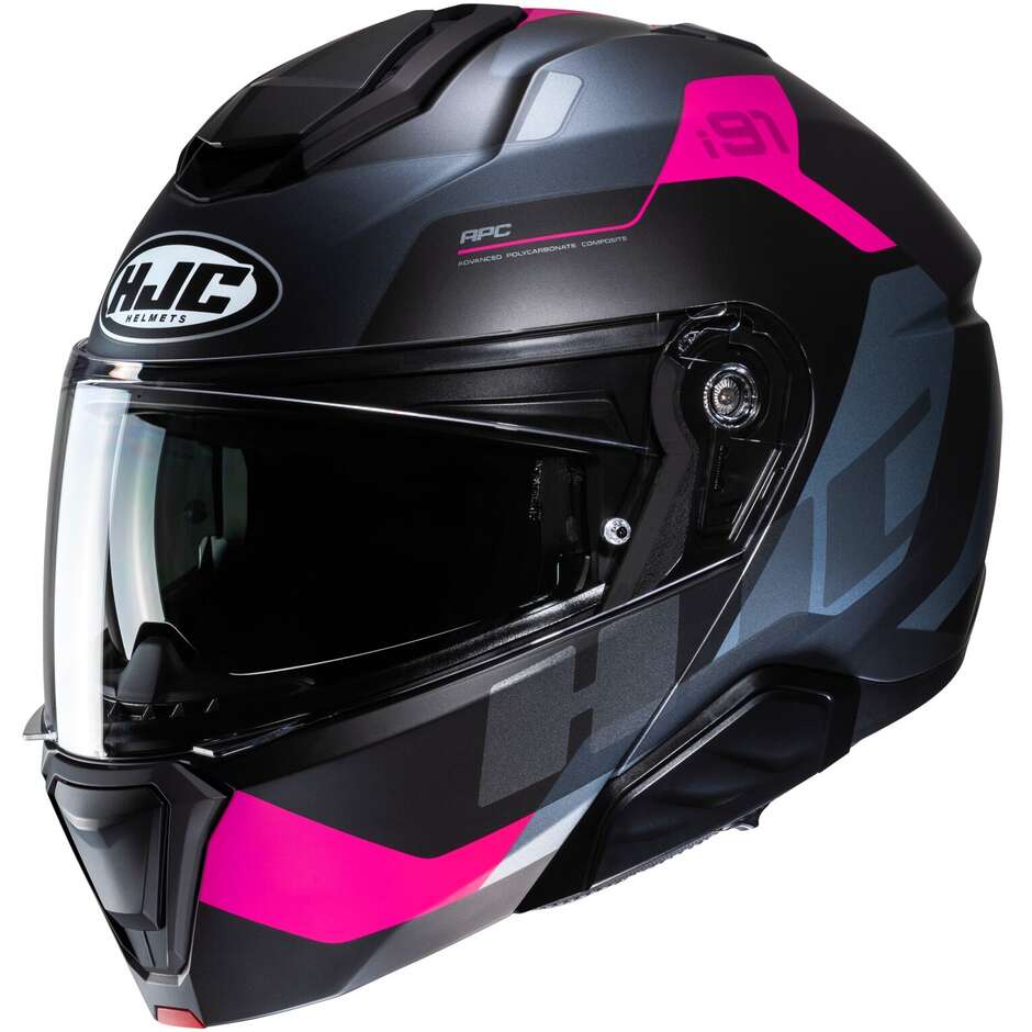 Modularer Motorradhelm P/J Hjc i91 CARST MC8SF Mattschwarz Rosa