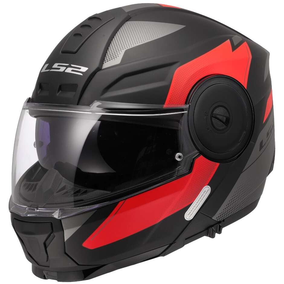 Modularer Motorradhelm P/J LS2 FF902 SCOPE II DURIA Schwarz Rot