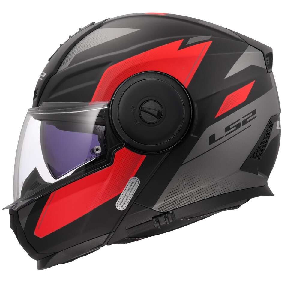 Modularer Motorradhelm P/J LS2 FF902 SCOPE II DURIA Schwarz Rot