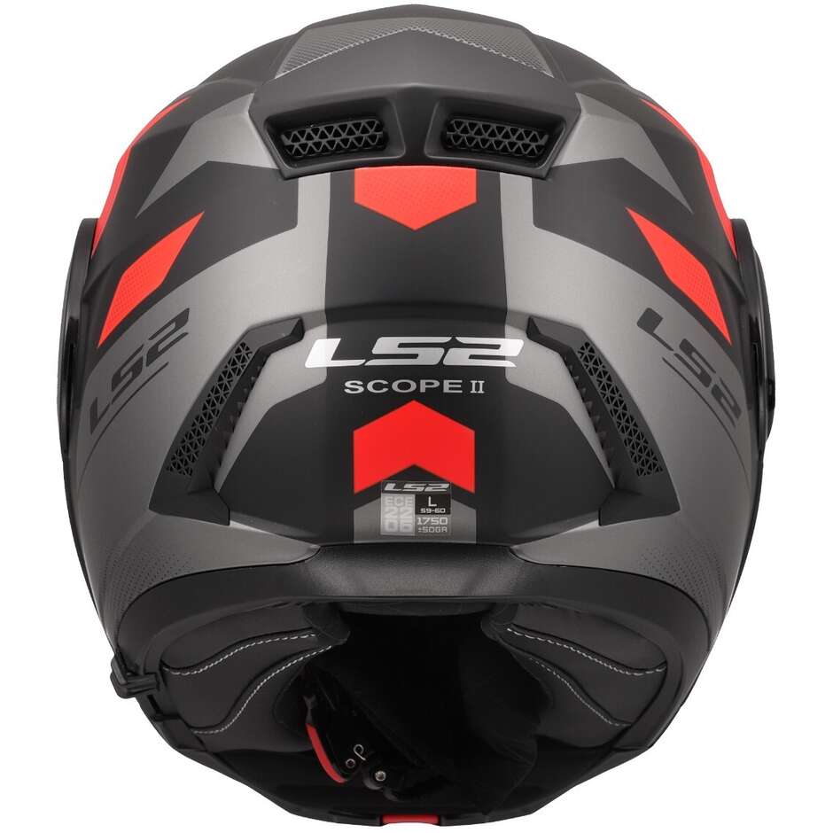Modularer Motorradhelm P/J LS2 FF902 SCOPE II DURIA Schwarz Rot