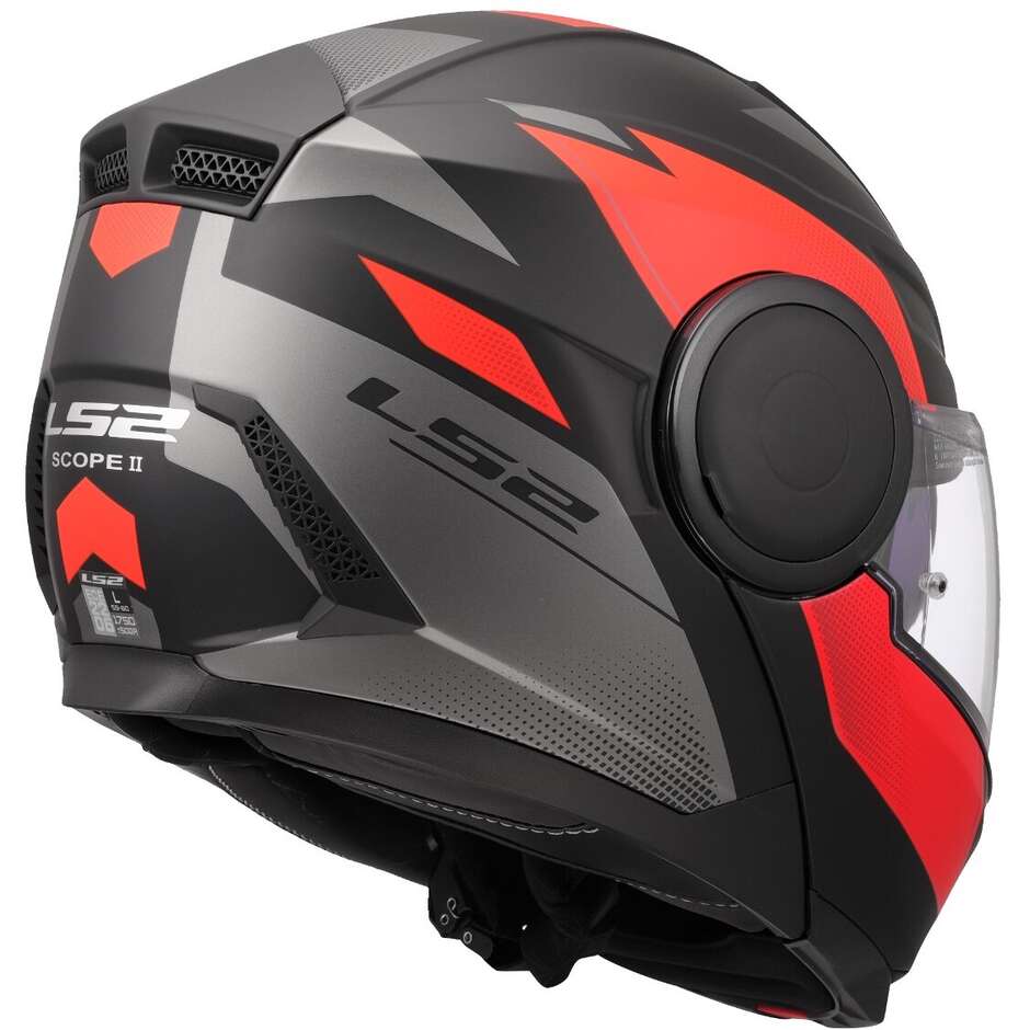 Modularer Motorradhelm P/J LS2 FF902 SCOPE II DURIA Schwarz Rot