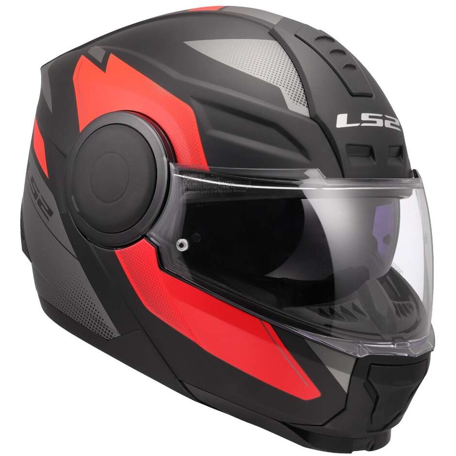 Modularer Motorradhelm P/J LS2 FF902 SCOPE II DURIA Schwarz Rot