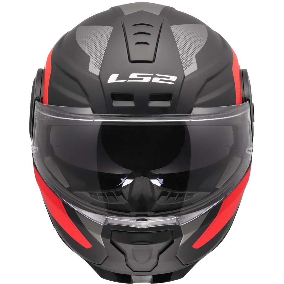 Modularer Motorradhelm P/J LS2 FF902 SCOPE II DURIA Schwarz Rot