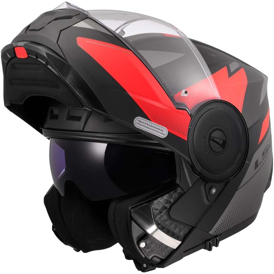 Modularer Motorradhelm P/J LS2 FF902 SCOPE II DURIA Schwarz Rot