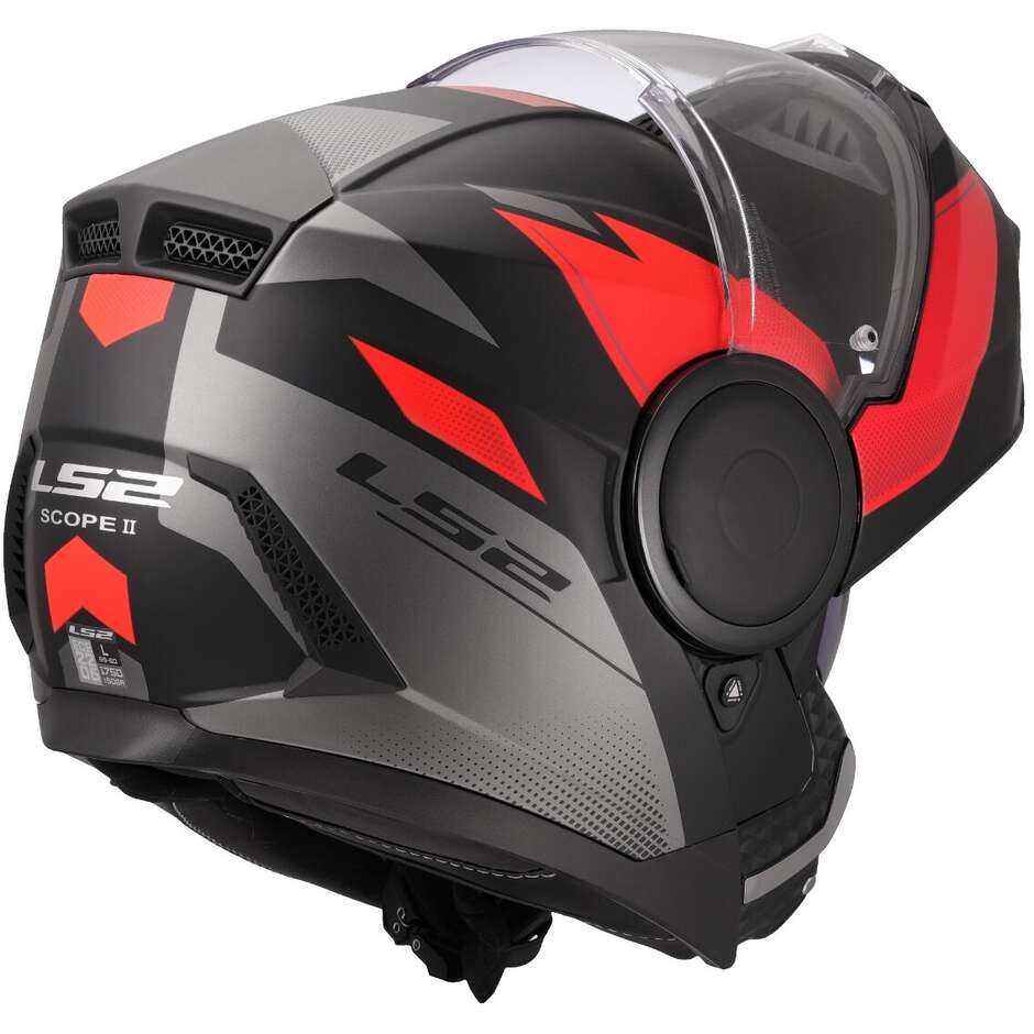 Modularer Motorradhelm P/J LS2 FF902 SCOPE II DURIA Schwarz Rot