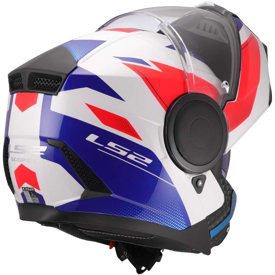Modularer Motorradhelm P/J LS2 FF902 SCOPE II DURIA Weiß Blau Rot