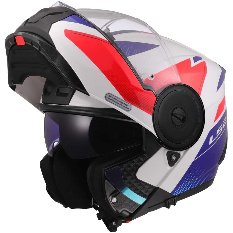 Modularer Motorradhelm P/J LS2 FF902 SCOPE II DURIA Weiß Blau Rot