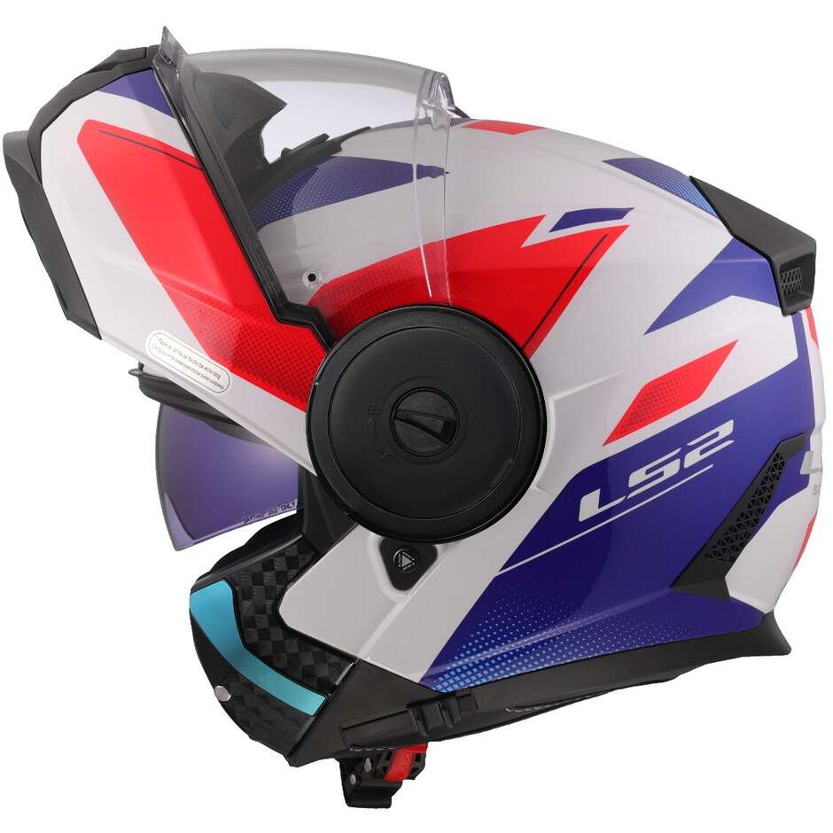Modularer Motorradhelm P/J LS2 FF902 SCOPE II DURIA Weiß Blau Rot