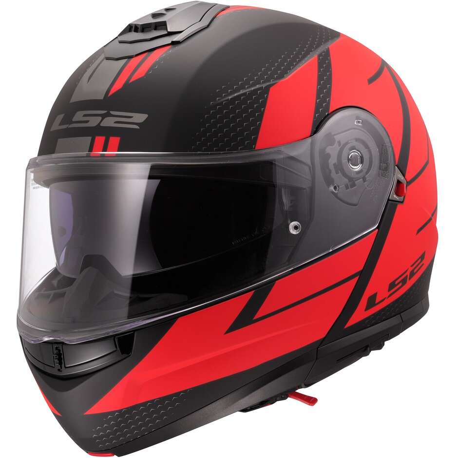 Modularer Motorradhelm P/J LS2 FF908 STROBE II CODE Schwarz Rot