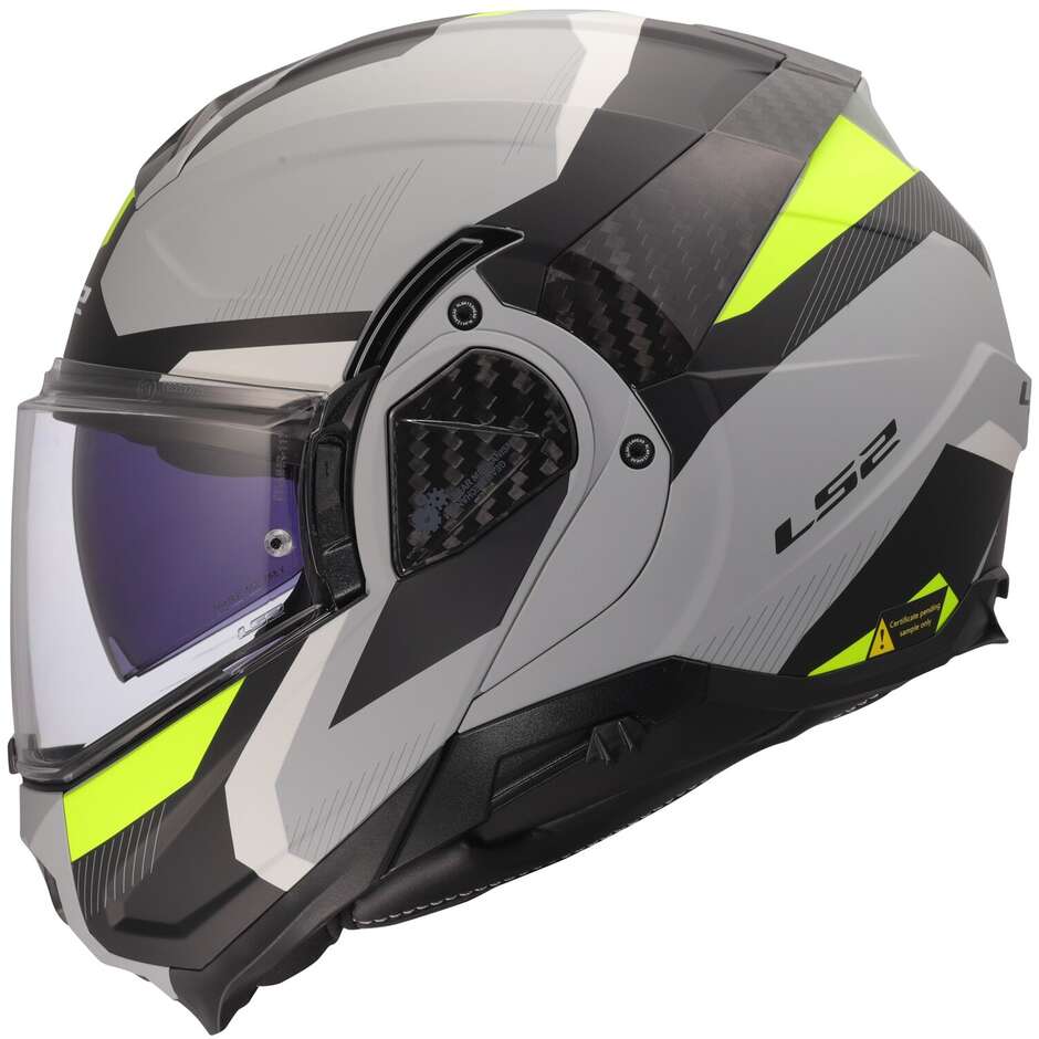 Modularer Motorradhelm P/J LS2 FF910 ADVANT II TRIPLE LIGHT Grau Fluo Gelb