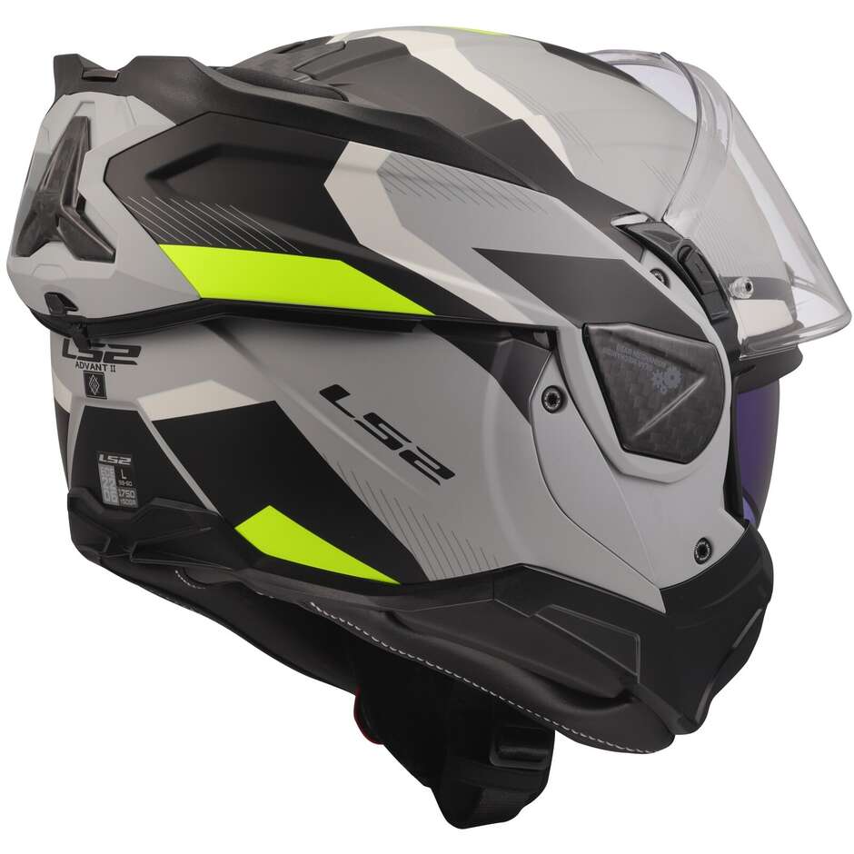 Modularer Motorradhelm P/J LS2 FF910 ADVANT II TRIPLE LIGHT Grau Fluo Gelb
