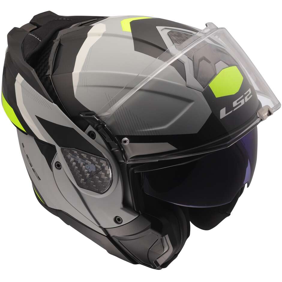 Modularer Motorradhelm P/J LS2 FF910 ADVANT II TRIPLE LIGHT Grau Fluo Gelb
