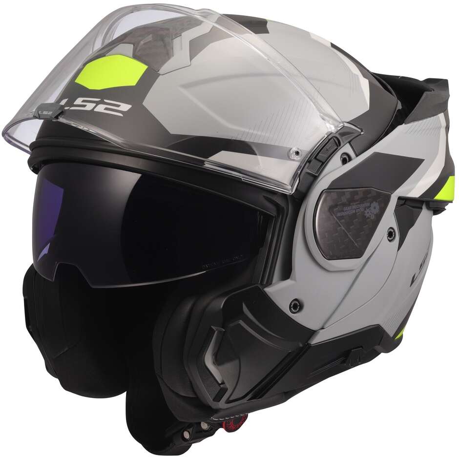 Modularer Motorradhelm P/J LS2 FF910 ADVANT II TRIPLE LIGHT Grau Fluo Gelb