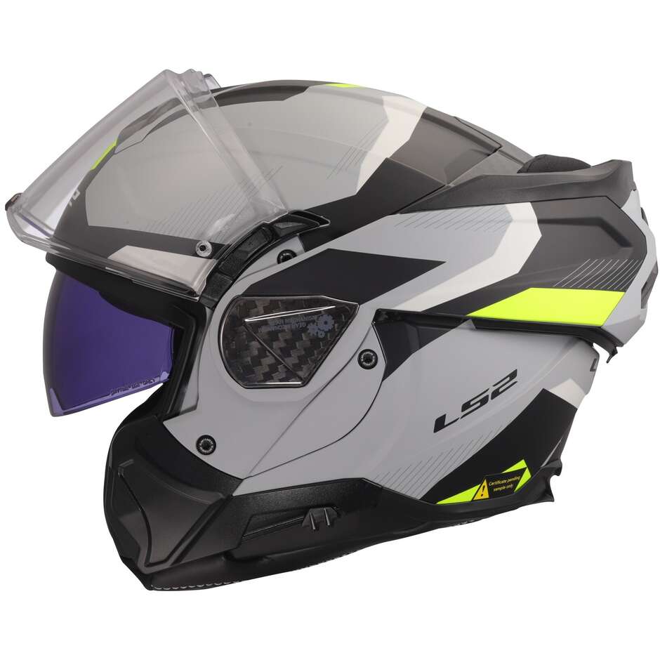 Modularer Motorradhelm P/J LS2 FF910 ADVANT II TRIPLE LIGHT Grau Fluo Gelb