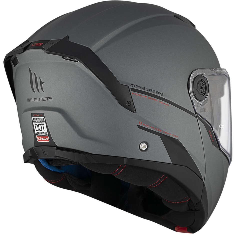 Modularer Motorradhelm P/J Mt Helmets ATOM 2 SV SOLID A2 Matt Titanium