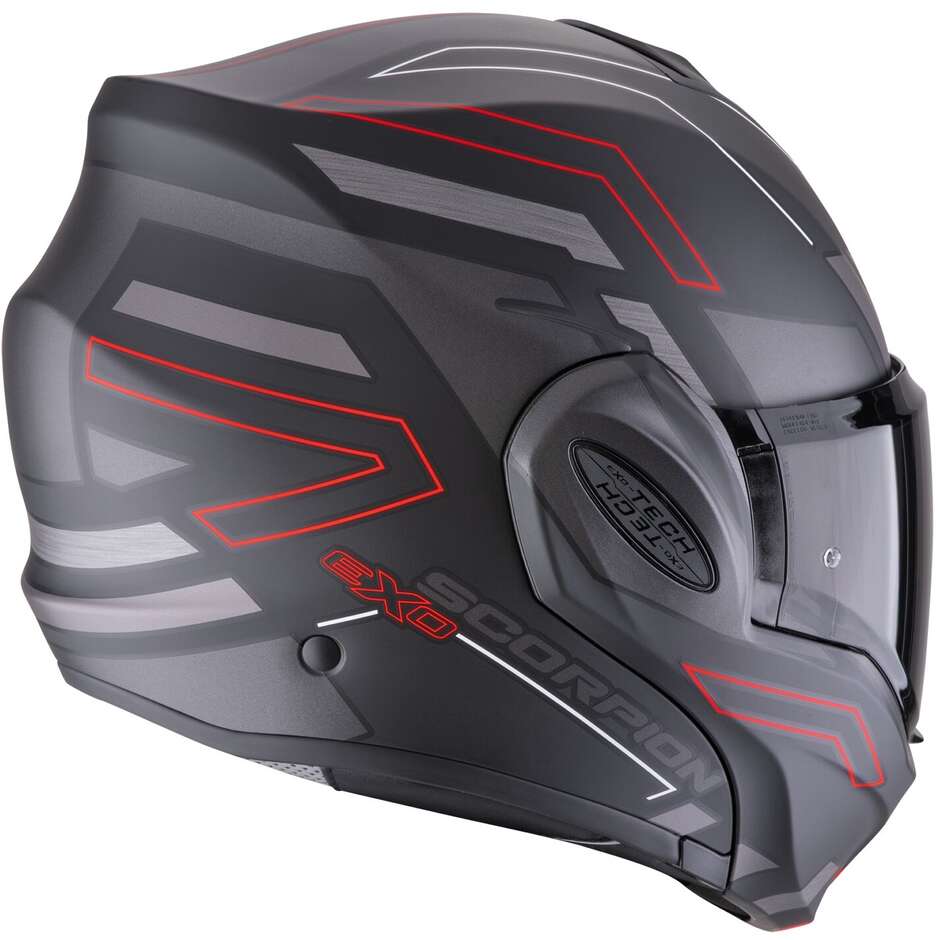 Modularer Motorradhelm P/J Scorpion EXO-TECH EVO CONQUER Mattschwarz Rot