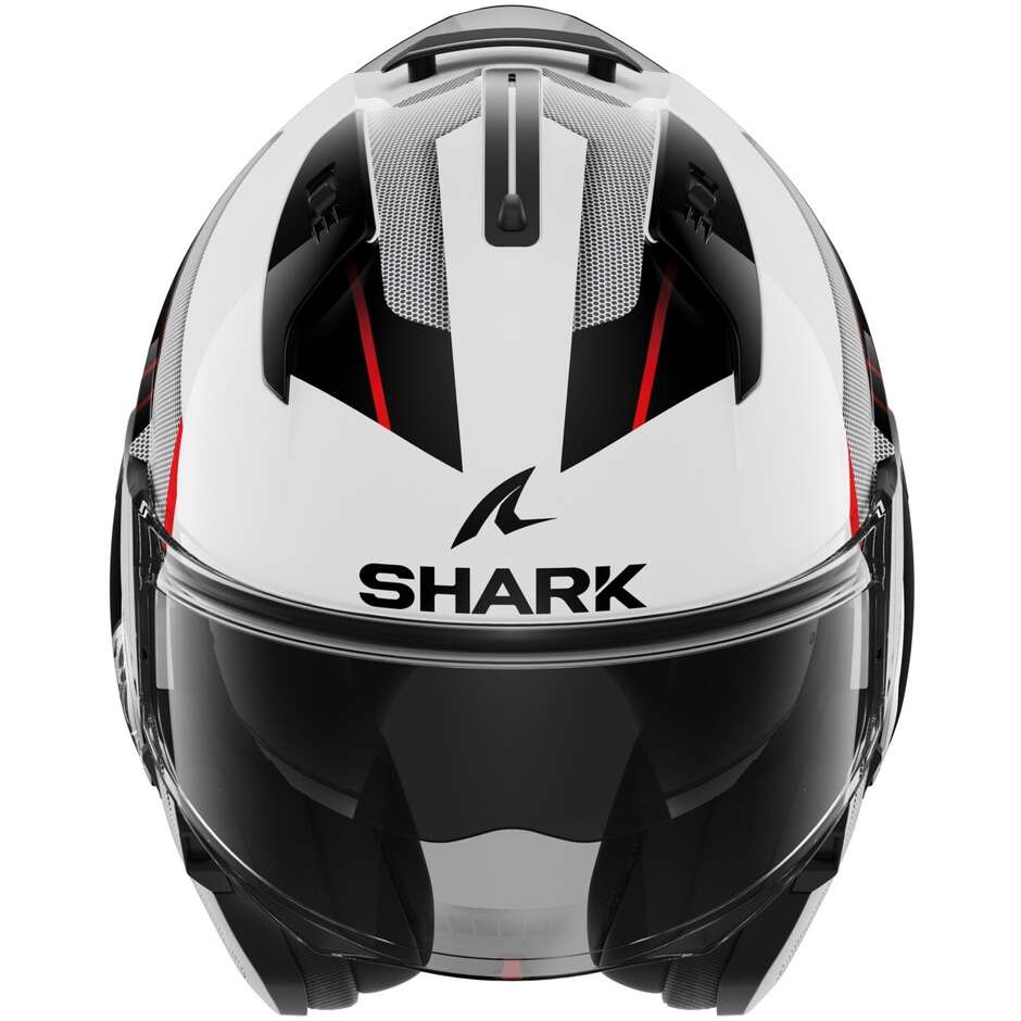 Modularer Motorradhelm P / J Shark EVO ES KRYD Weiß Schwarz Rot
