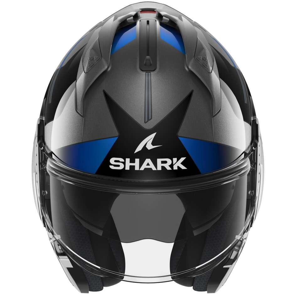 Modularer Motorradhelm P / J Shark EVO GT TEKLINE Anthrazit Chrom Blau