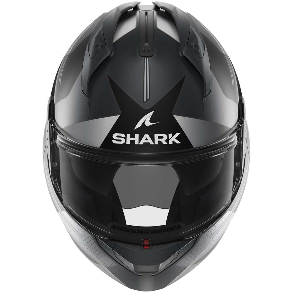 Modularer Motorradhelm P / J Shark EVO GT TEKLINE Matt Anthrazit Chrom Silber