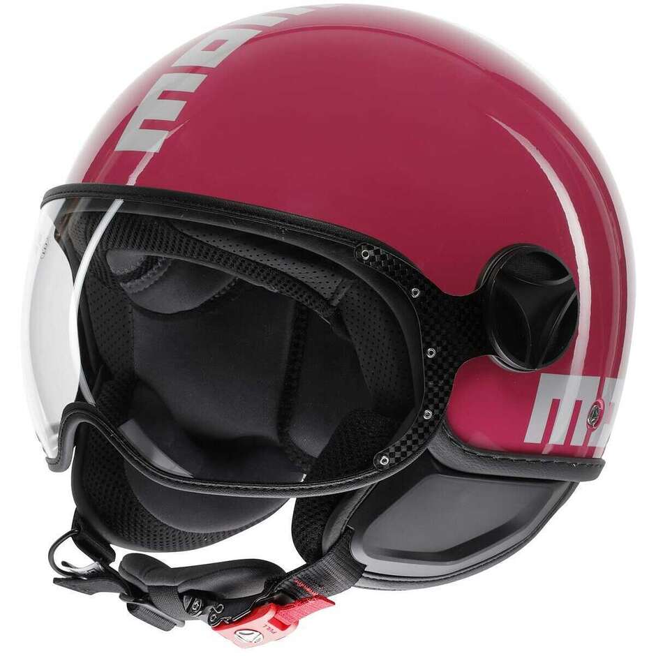 Momo Design FGTR CLASSIC Candy Fuchsia Weißer Motorrad-Jethelm