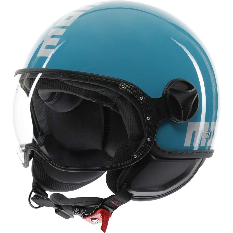 Momo Design FGTR CLASSIC Candy Lake Blau Weiß Motorrad Jethelm