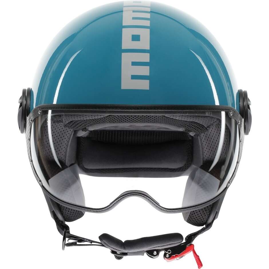 Momo Design FGTR CLASSIC Candy Lake Blau Weiß Motorrad Jethelm