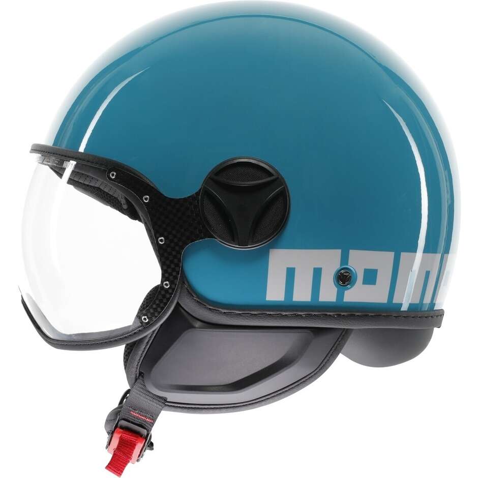 Momo Design FGTR CLASSIC Candy Lake Blau Weiß Motorrad Jethelm
